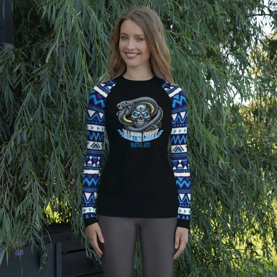 Master Curry Women's Rash Guard BK New Logo from the official Master Curry Karate Jujutsu Ryu store in Staten Island