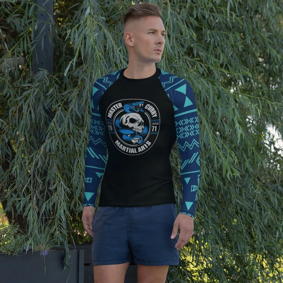 Master Curry Men's Rash Guard BL 1st Edition from the official Master Curry Karate Jujutsu Ryu store in Staten Island